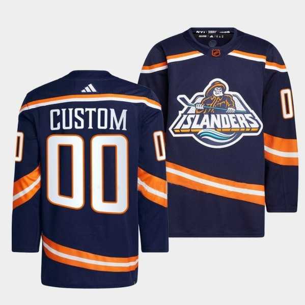 Men%27s New York Islanders Custom 2022 Navy Reverse Retro 2.0 Stitched Jersey->customized nhl jersey->Custom Jersey